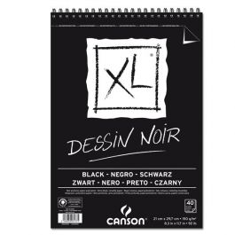 XL Dessin Noir Blocco da Disegno formato A4 Nero - Sketchbook Spirale -  40 Fogli - 150g - Canson