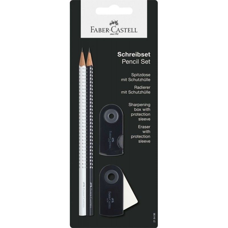 Sparkle Pencil Set – Bianco e Nero – Set 2 matite ergonomiche, Gomma e  Temperamatite c/protezione – art. 21 84 98 – Faber-Castell