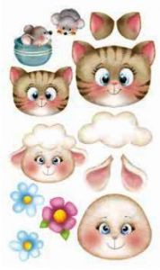 FOMMY DECO' - Dolly & Matisse - Faccine Animali - Pecorella e Gattino - art. GDVIA13 - Renkalik