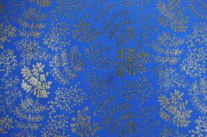 Fommy GLITTER FANTASIA Leaf - Fogli di gomma Eva/Crepla - Moosgummi - Blu e Foglie Oro Glitter - GGFLEN014 - Renkalik