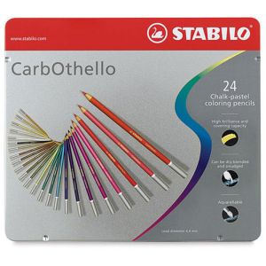 Matite-carboncino colorate CarbOthello Stabilo - Scatola in metallo set 24 colori 